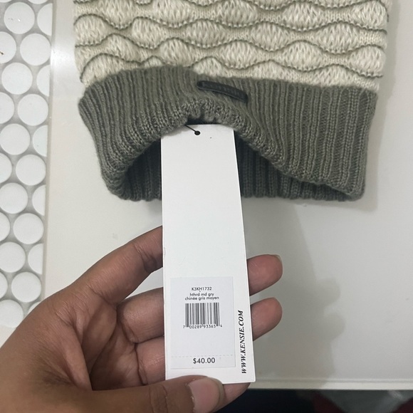 Kensie Olive and Cream Knit Beanie - Picture 2 of 3